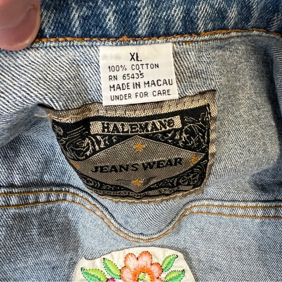 Haleman Jeanswear Jean Jacket Brighton Embroidered Heart Patch XL - Picture 3 of 13